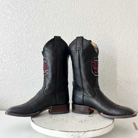 Rod Patrick Womens Cowboy Boots 9B Black Smooth Ostrich Western Square Toe - Picture 7 of 10